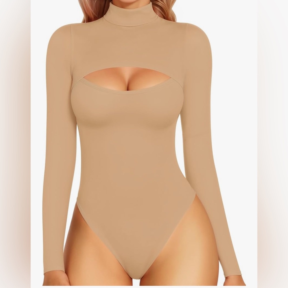 Elegant Tan Long Sleeve Bodysuit